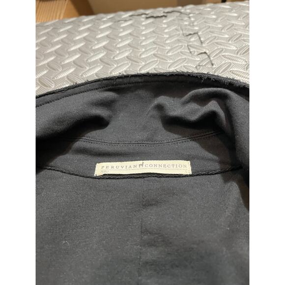 Peruvian Connection Womens Black Cotton Blazer Jacket Three Button Size Large - Picture 2 of 8